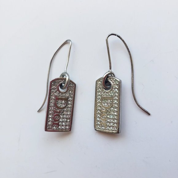 Christian Dior logo Crystal drop earrings - Picture 2 of 5